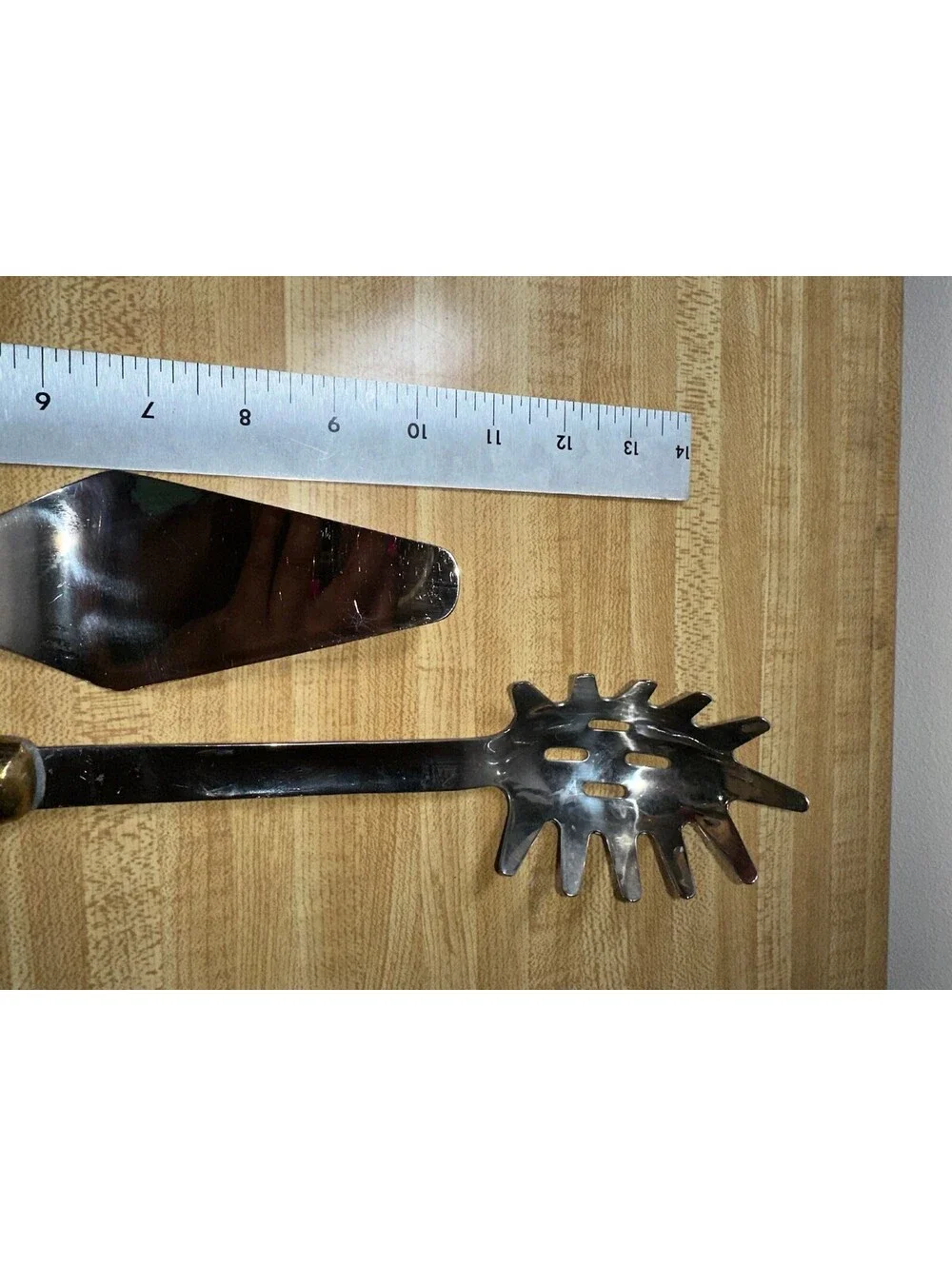 Vintage Serving Steel Utensils brass/copper-plated handles